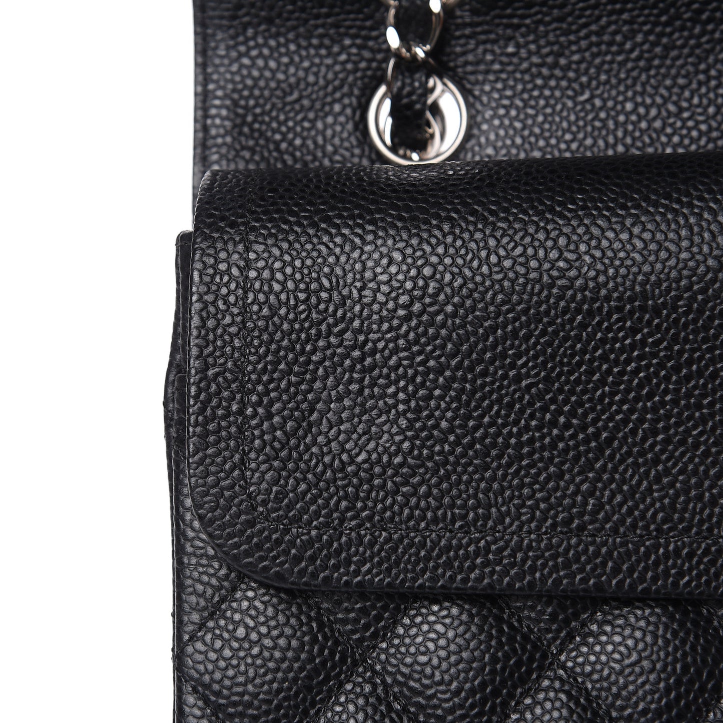 Caviar Quilted Medium Double Flap Black