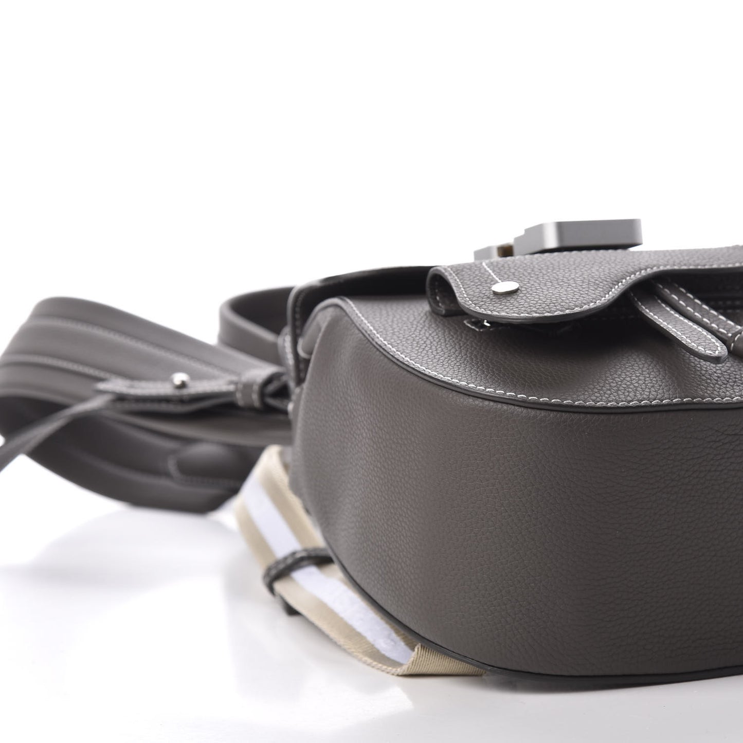 Grained Calfskin Mini Saddle Backpack Grey