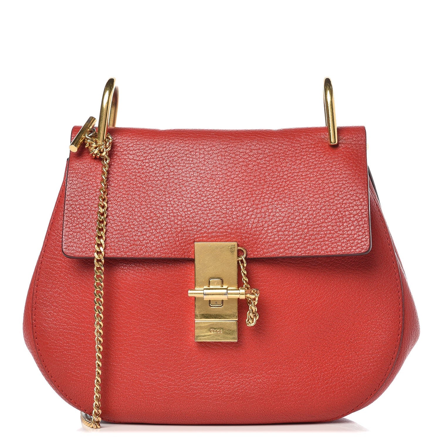 Chloe Grained Lambskin Medium Drew Shoulder Bag Plaid Red 1 of 12