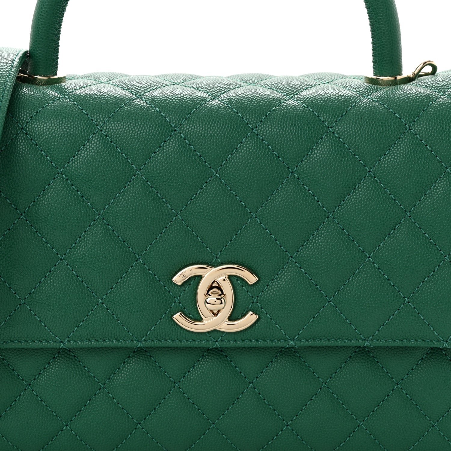Chanel Caviar Quilted Small Coco Handle Flap Green 8 of 11