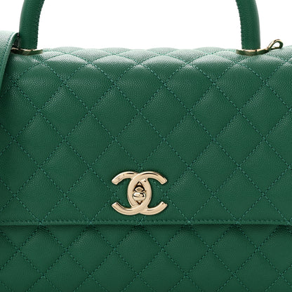 Chanel Caviar Quilted Small Coco Handle Flap Green 8 of 11