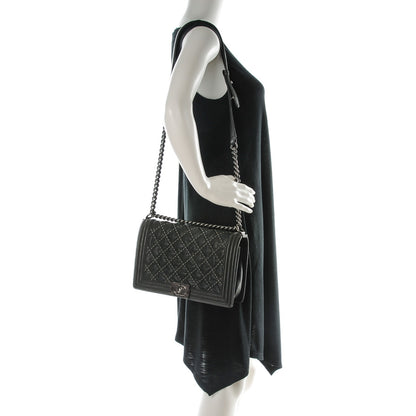 Chanel Crumpled Lambskin Large Studded Boy Flap Dark Gray 2 of 8