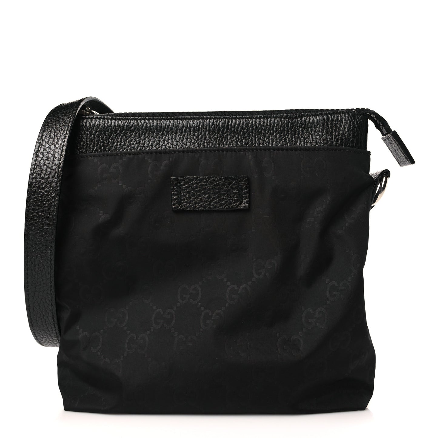 Nylon Monogram Dollar Calfskin Small Flat Messenger Bag Black