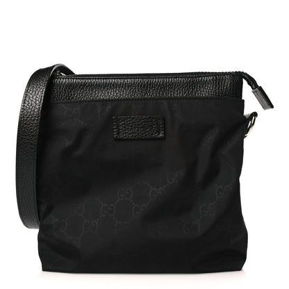 Gucci Nylon Monogram Dollar Calfskin Small Flat Messenger Bag Black 1 of 9