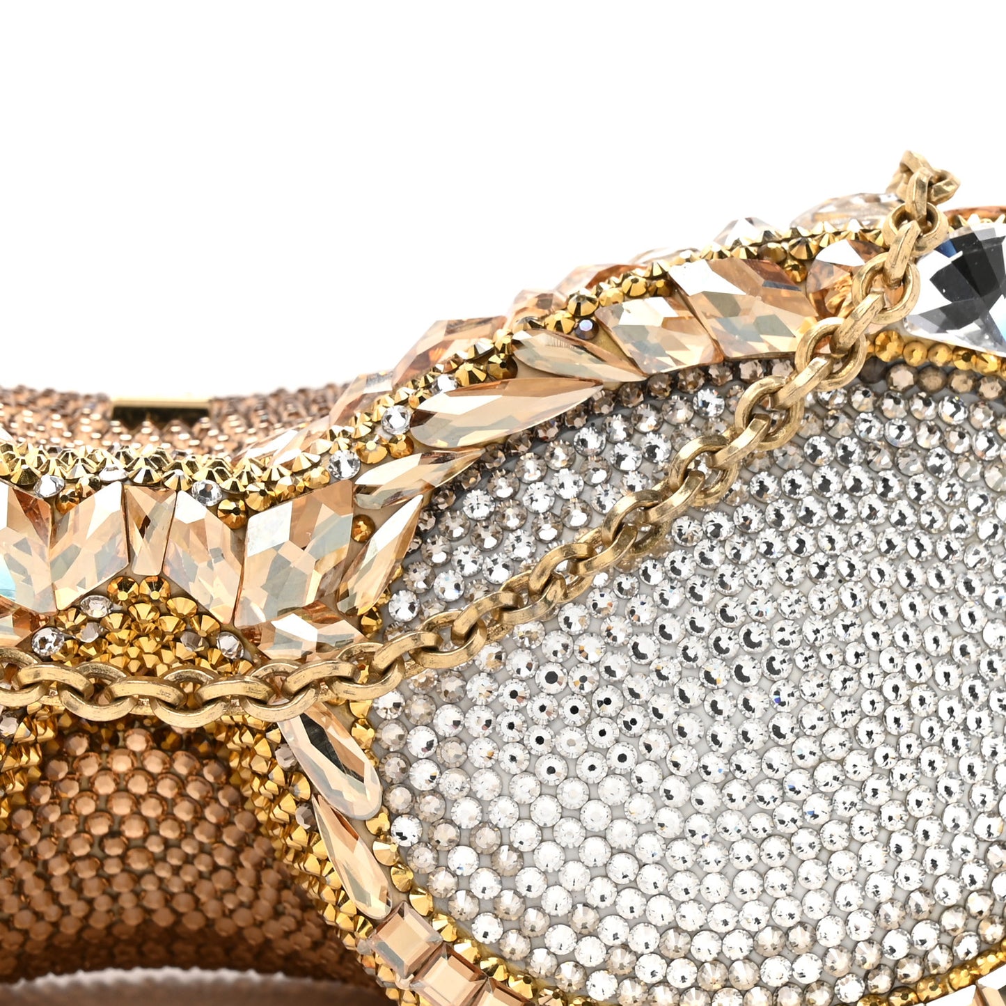 Crystal Sunglass Minaudiere Clutch Gold Silver