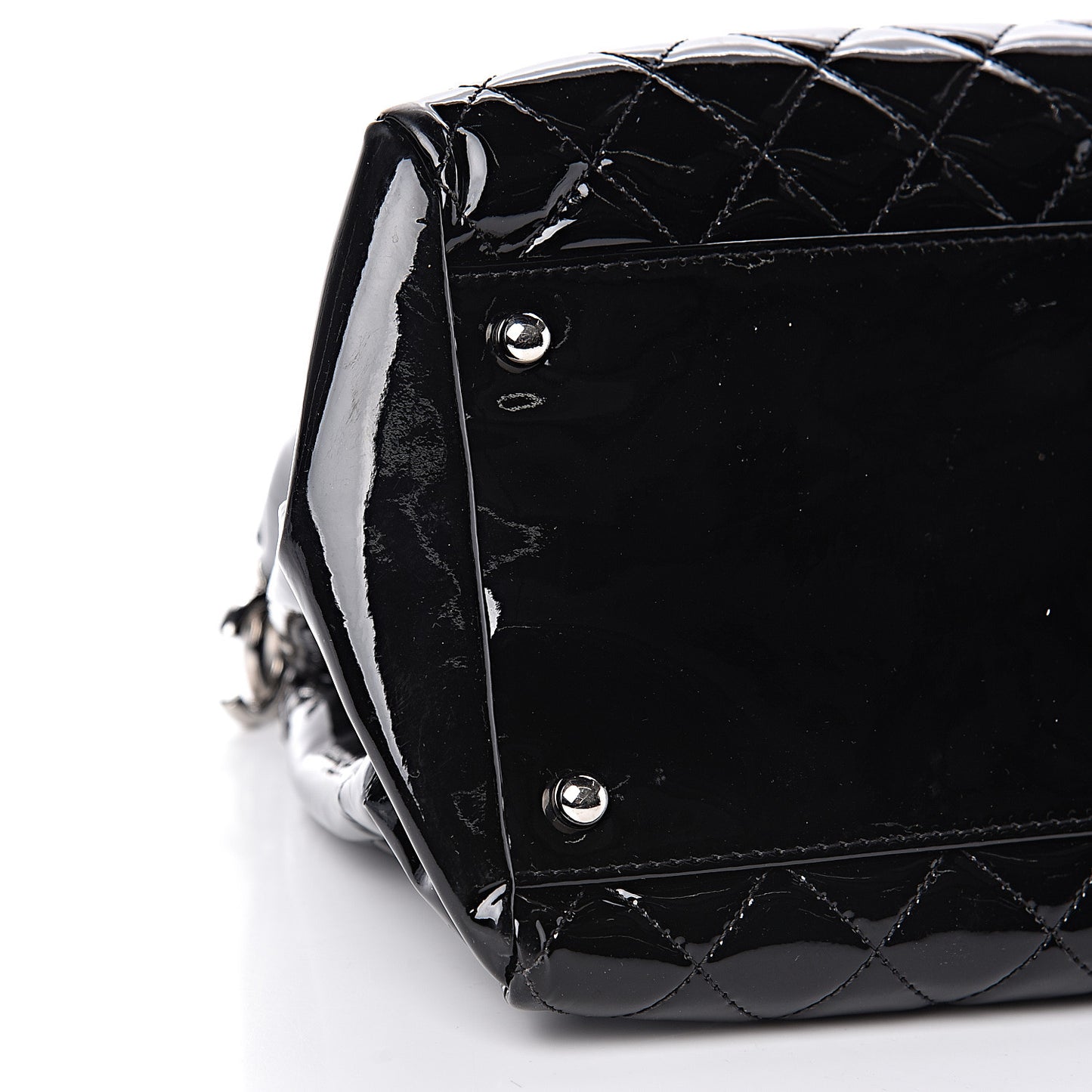 Patent Quilted Large Just Mademoiselle Bowling Bag Black