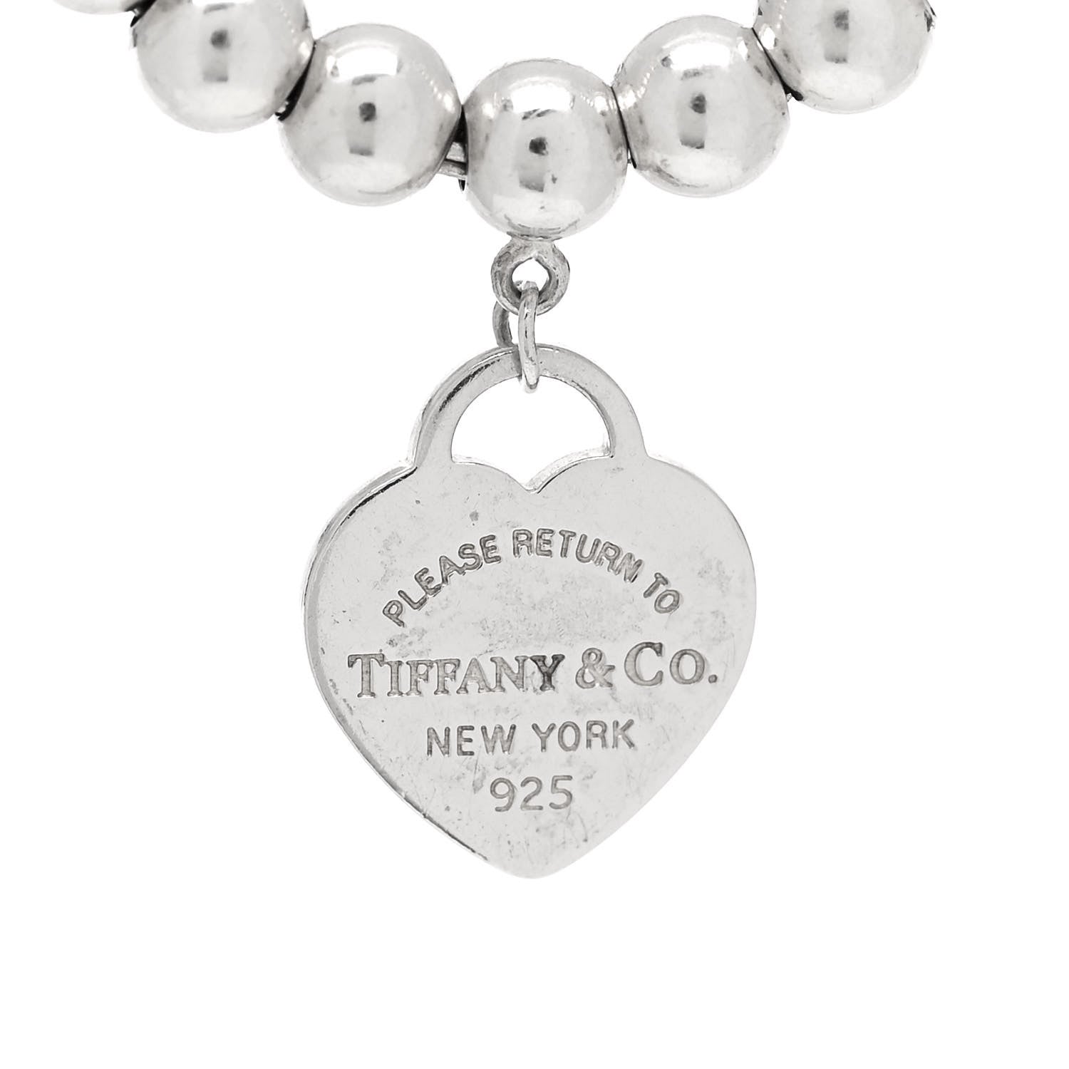 Tiffany Sterling Silver Enamel 4mm Return To Tiffany Heart Tag Bead Bracelet Pink 5 of 6