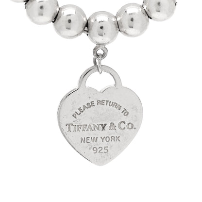 Tiffany Sterling Silver Enamel 4mm Return To Tiffany Heart Tag Bead Bracelet Pink 5 of 6
