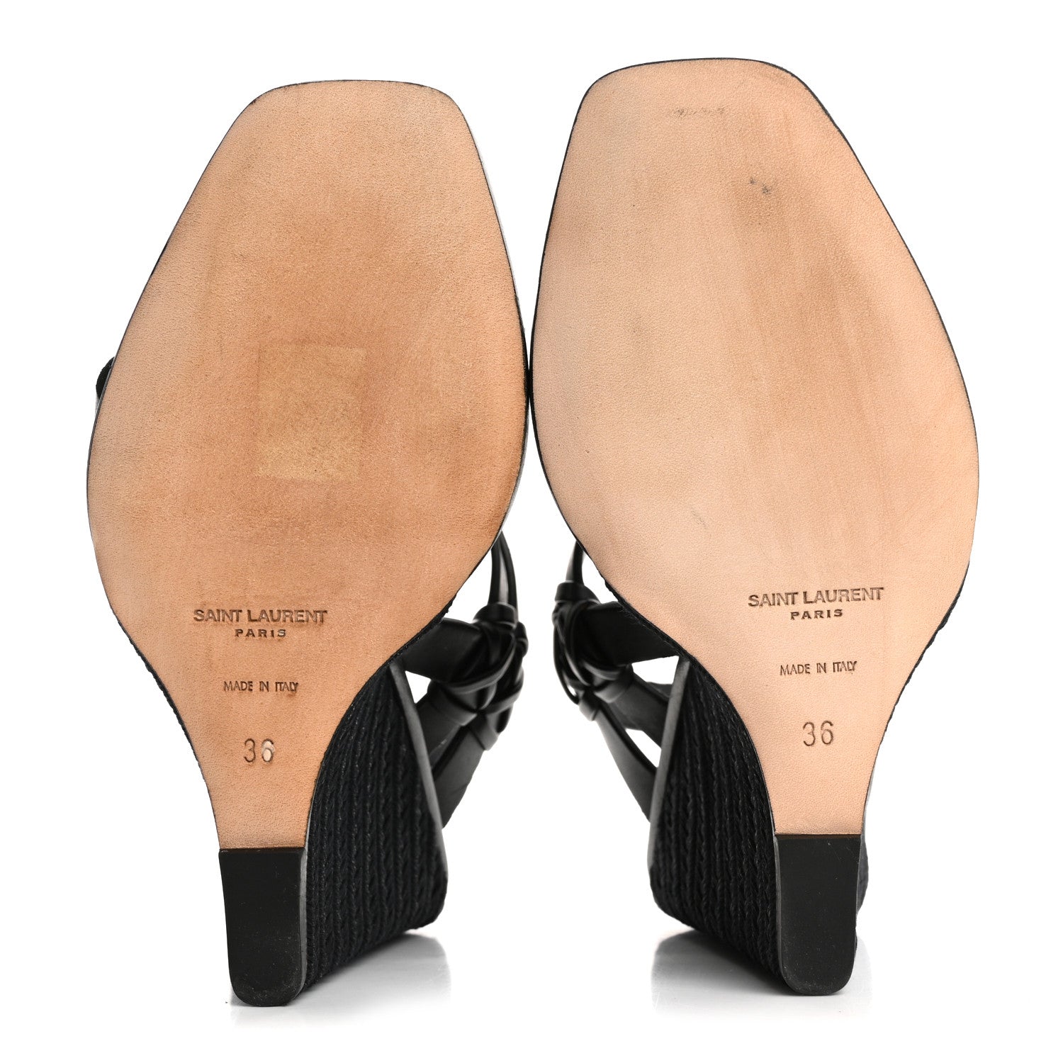Saint Laurent Calfskin Espadrille Wedges 36 Black 6 of 16