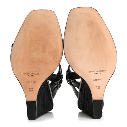 Saint Laurent Calfskin Espadrille Wedges 36 Black 6 of 16