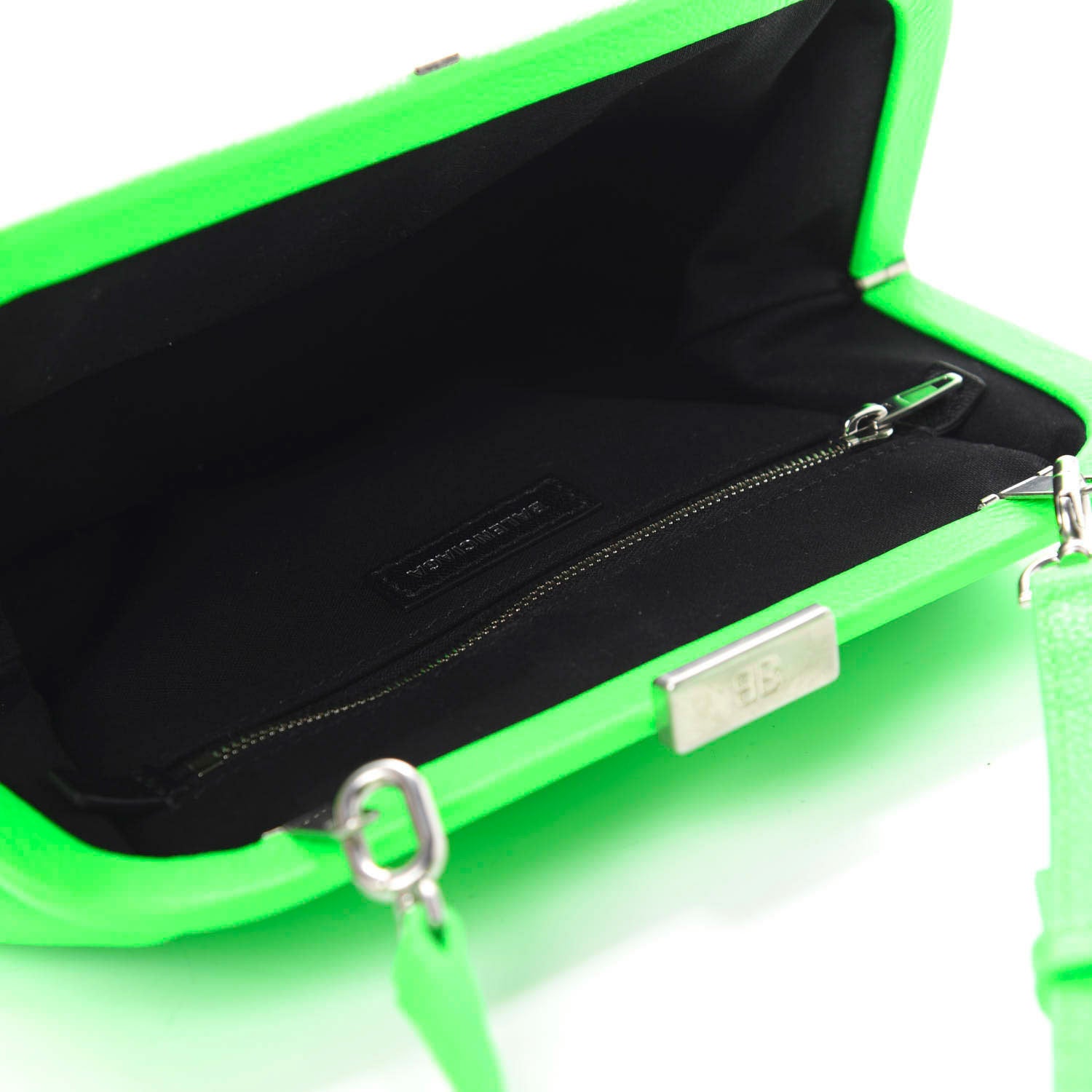 Balenciaga Grained Calfskin Logo Cloud Clutch XS Fluo Green 5 of 10