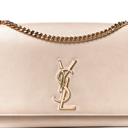 Saint Laurent Grain De Poudre Medium Monogram Kate Satchel Nude Powder 8 of 10