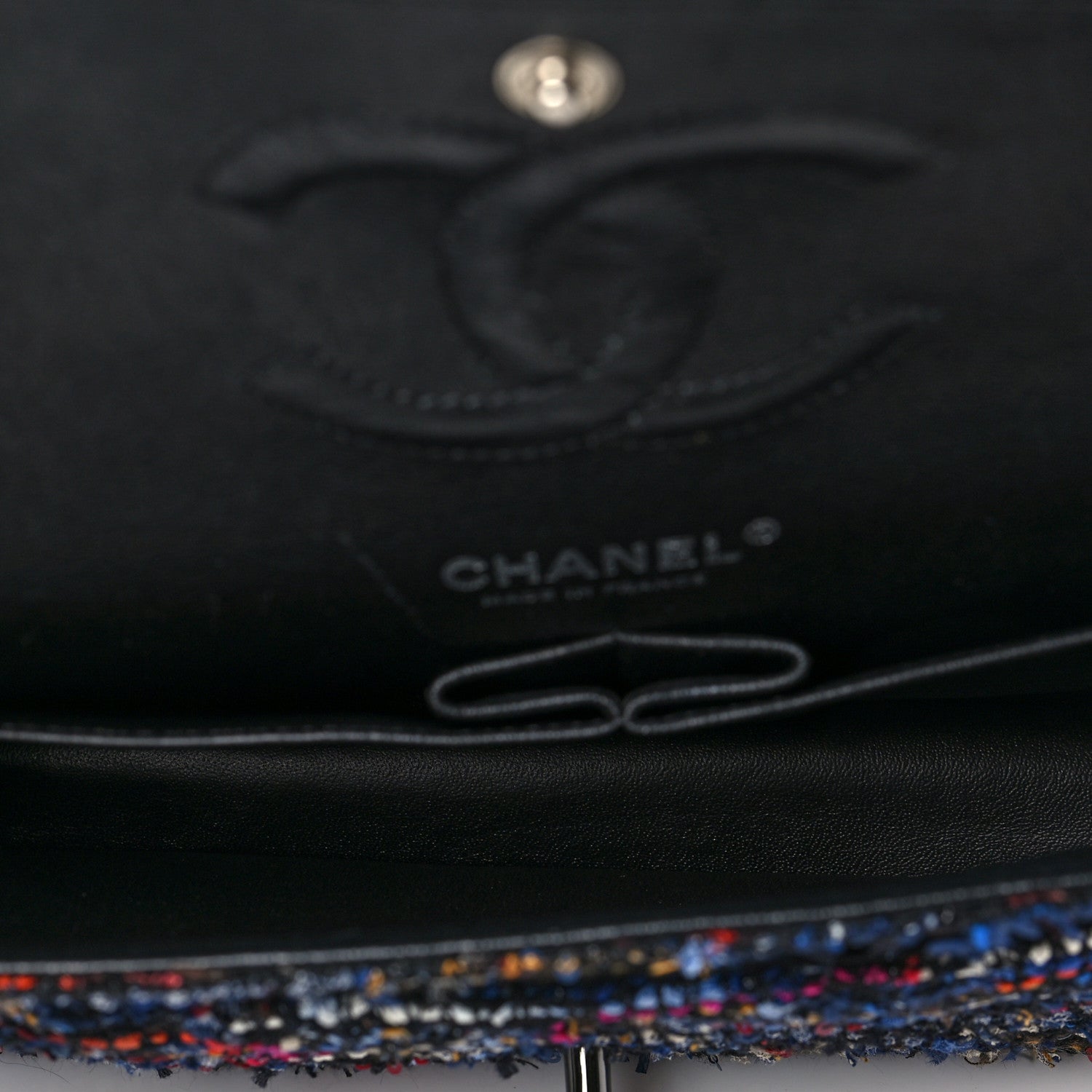 Chanel Tweed Sequin Chevron Quilted Medium Double Flap Multicolor 4 of 6