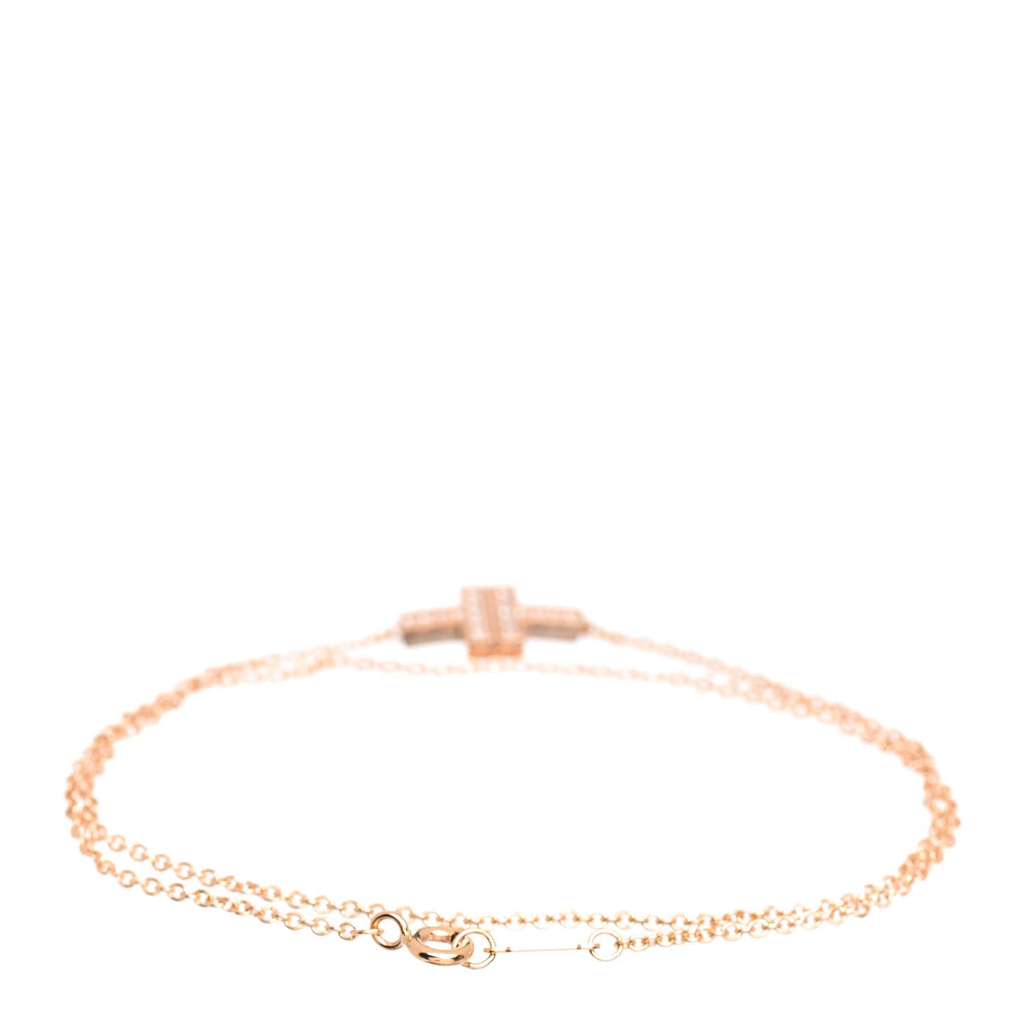18K Rose Gold Diamond T Double Chain Bracelet