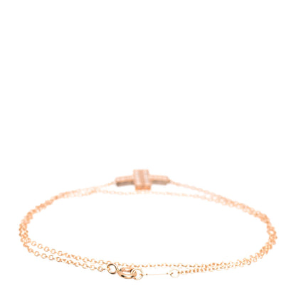 Tiffany 18K Rose Gold Diamond T Double Chain Bracelet 3 of 4