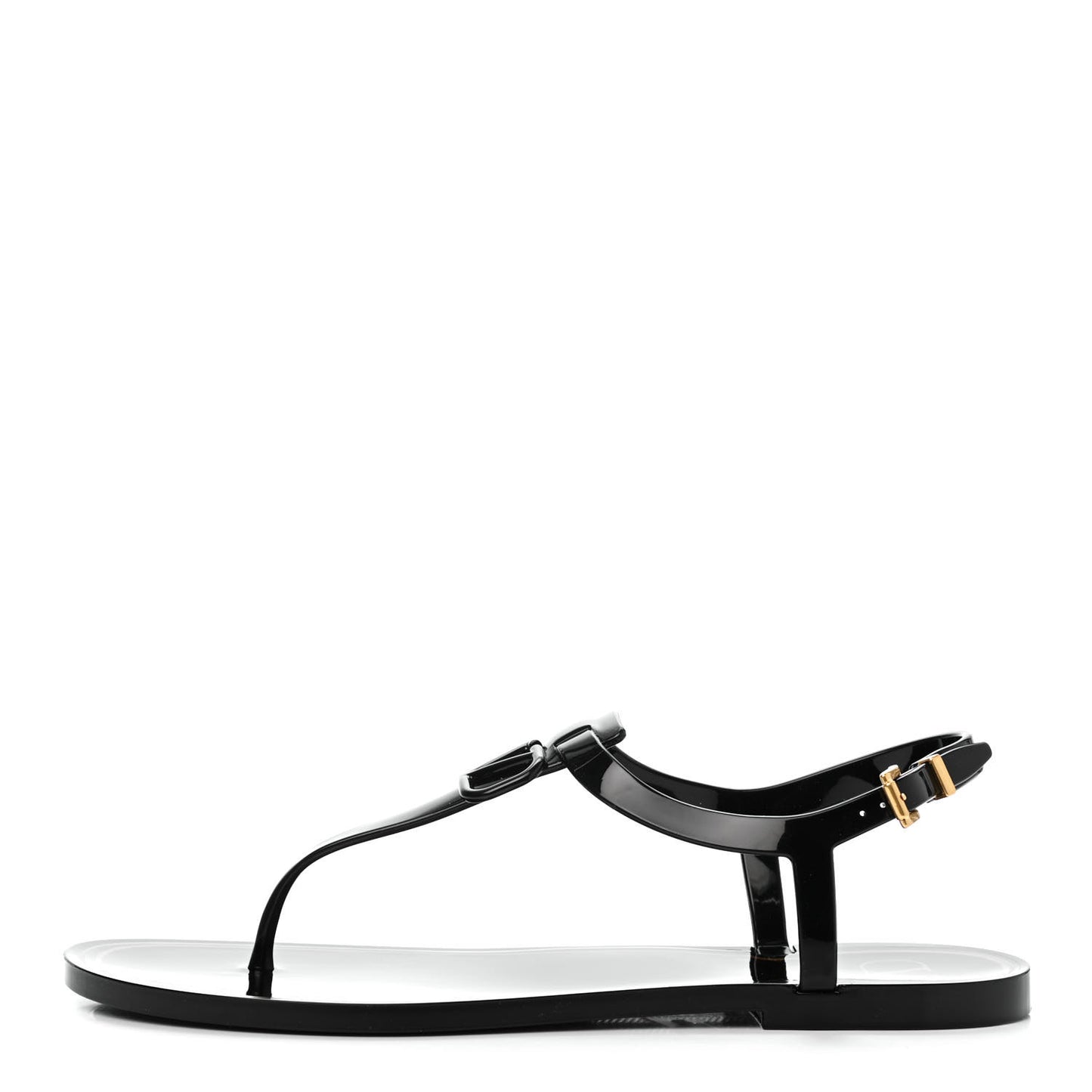 PVC Vlogo Flat Thong Sandals 41 Black