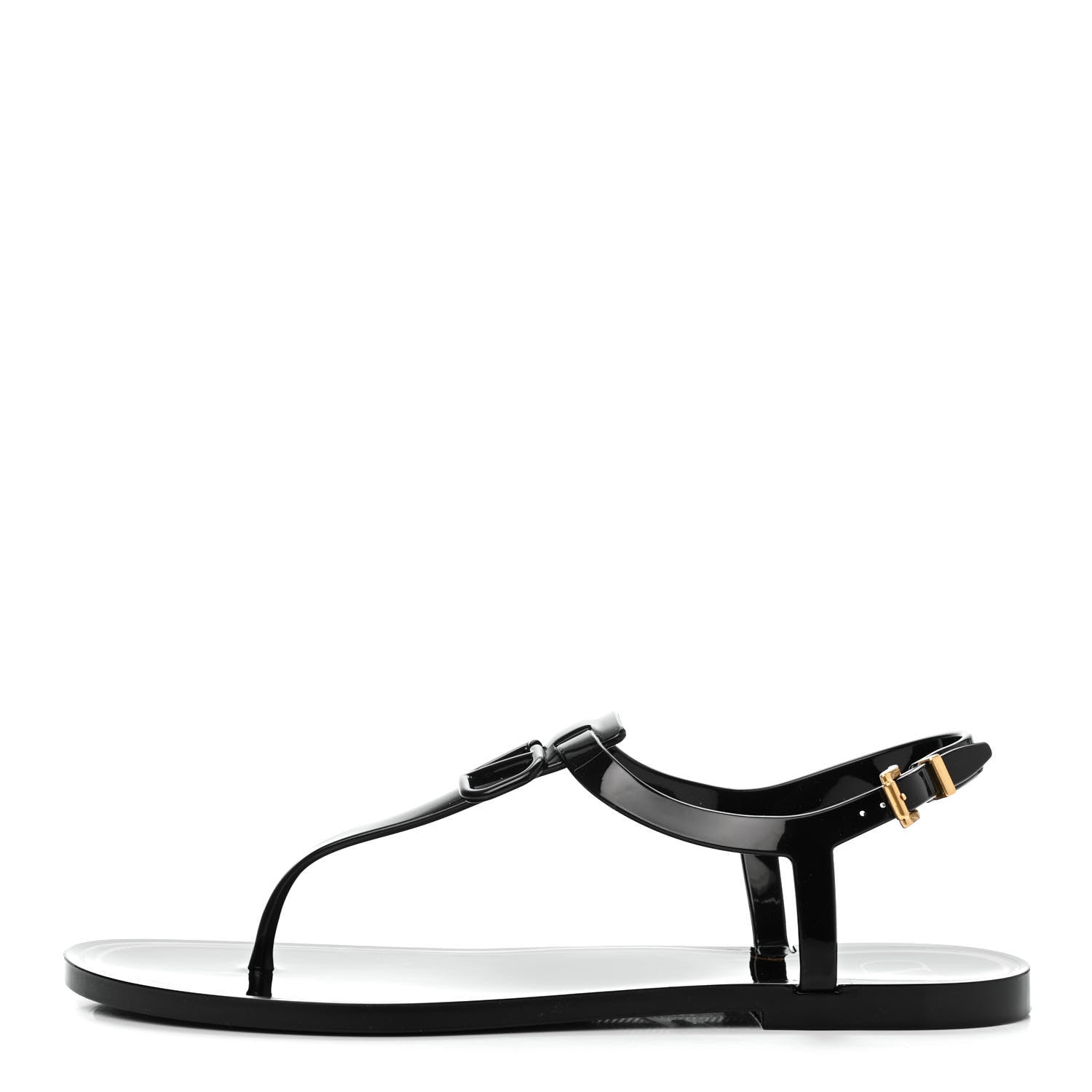 Valentino Garavani PVC Vlogo Flat Thong Sandals 41 Black 1 of 8