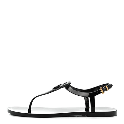 Valentino Garavani PVC Vlogo Flat Thong Sandals 41 Black 1 of 8
