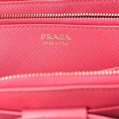 Prada Saffiano Fiocco Bow Zip Around Wallet Peonia 6 of 8