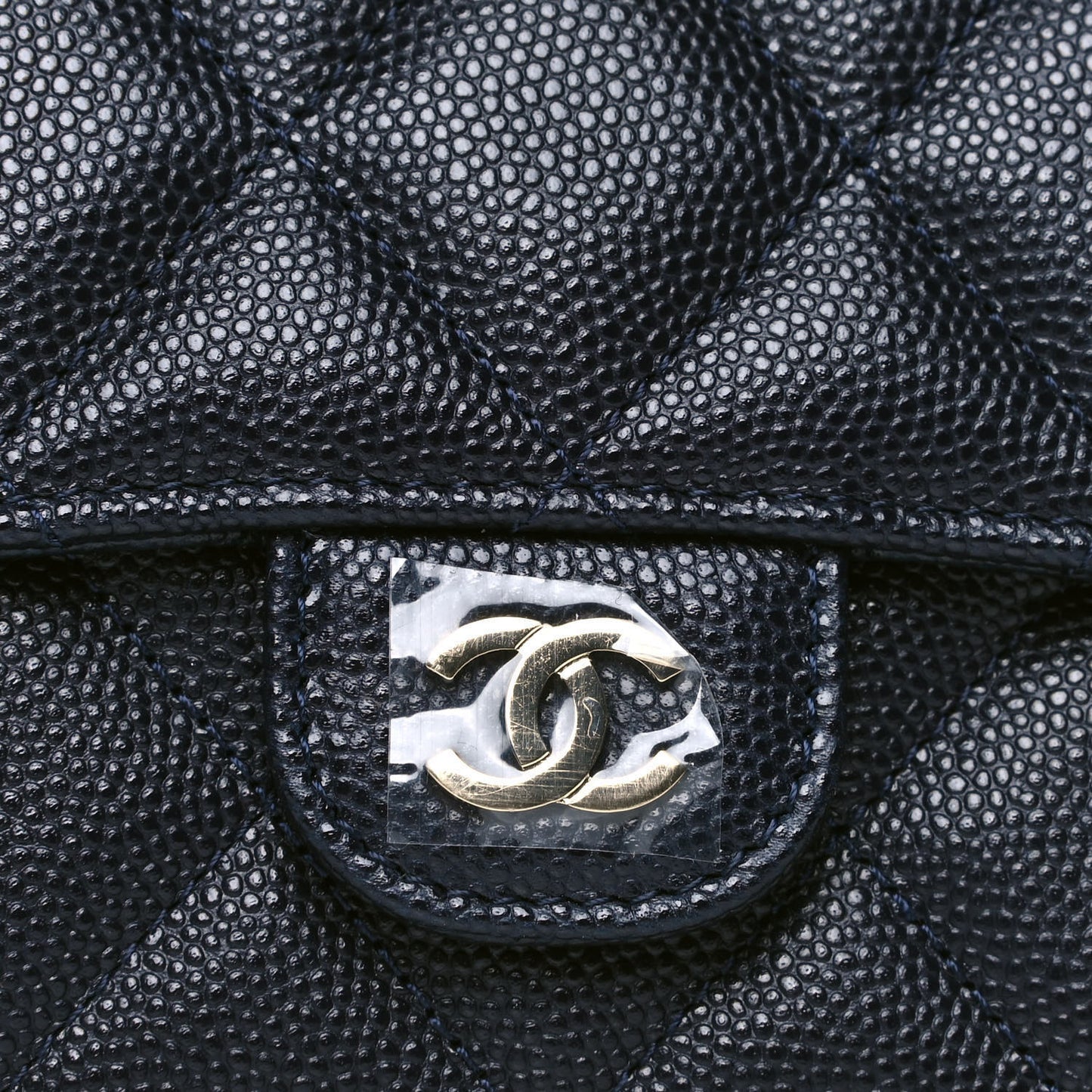 Caviar Quilted Medium Flap Wallet Navy