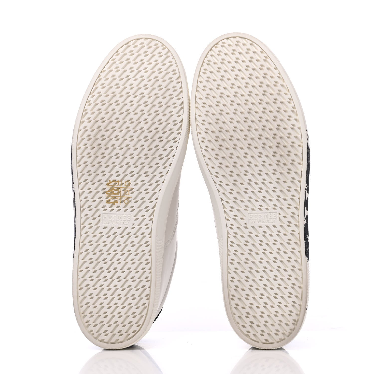 Hermes Swift Printed Peinture Fraiche Quicker Sneakers 37 White Black 5 of 13