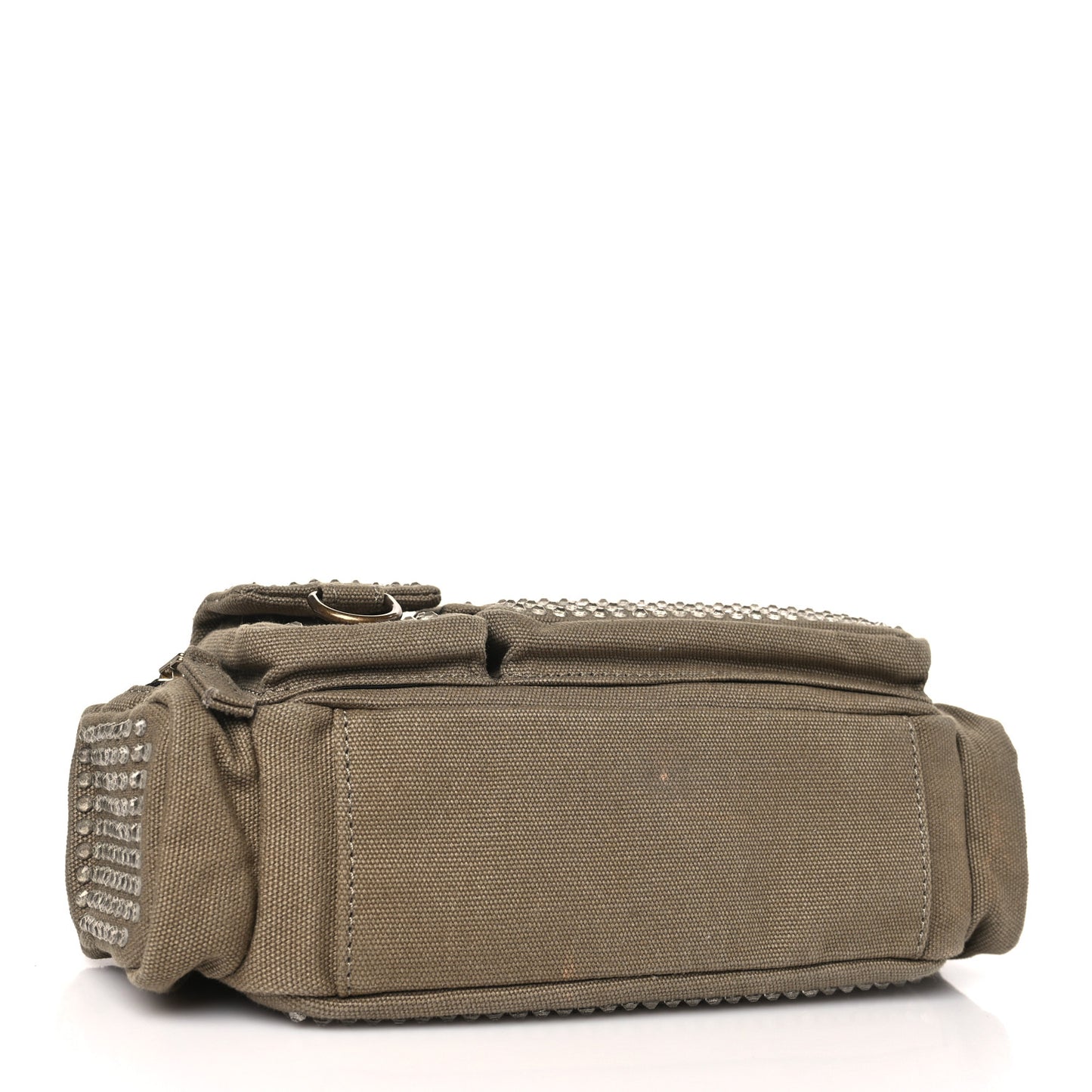 Cotton Canvas Crystal Embellished The Cargo Bag Slate Green