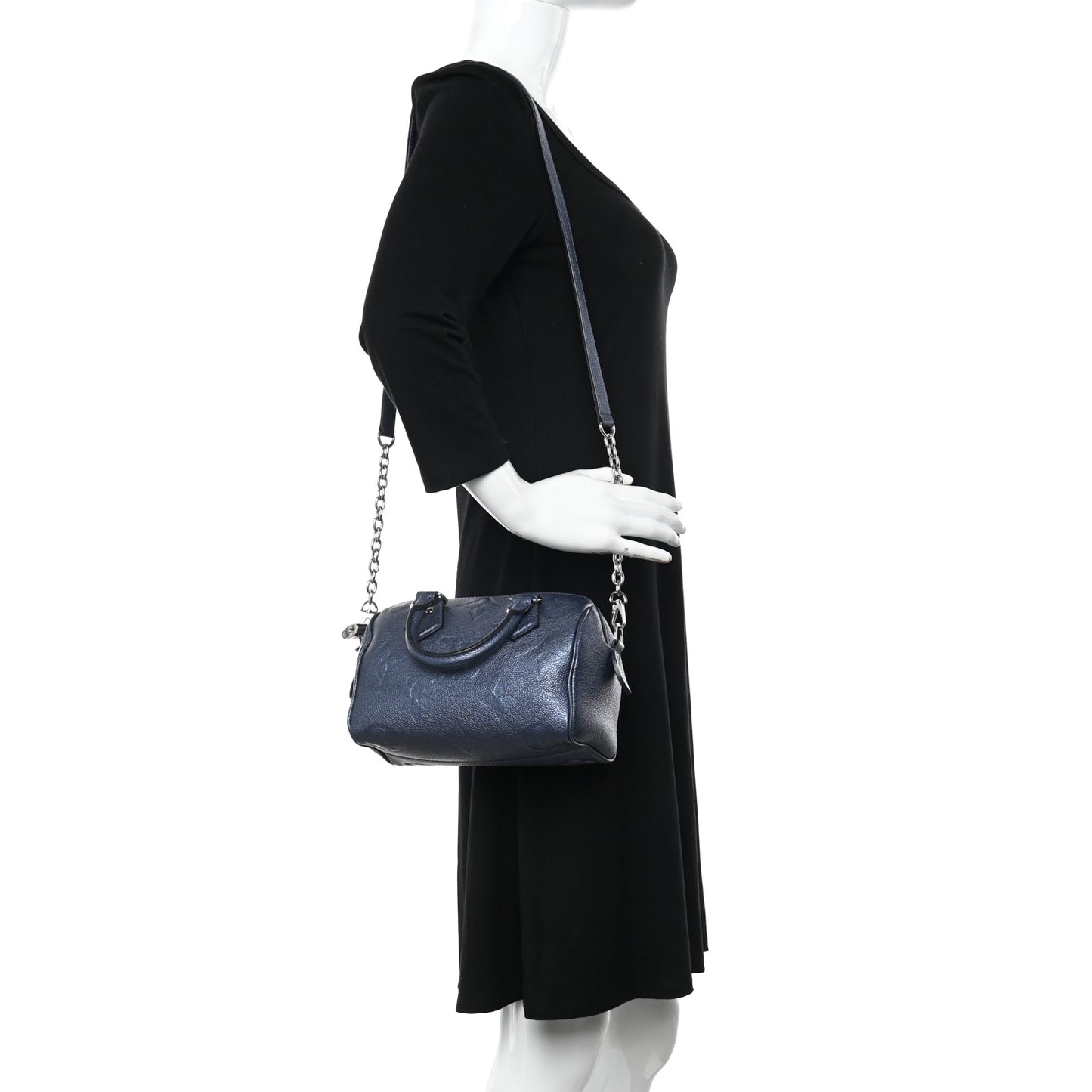 Metallic Empreinte Monogram Giant Speedy Bandouliere 20 Navy Nacre