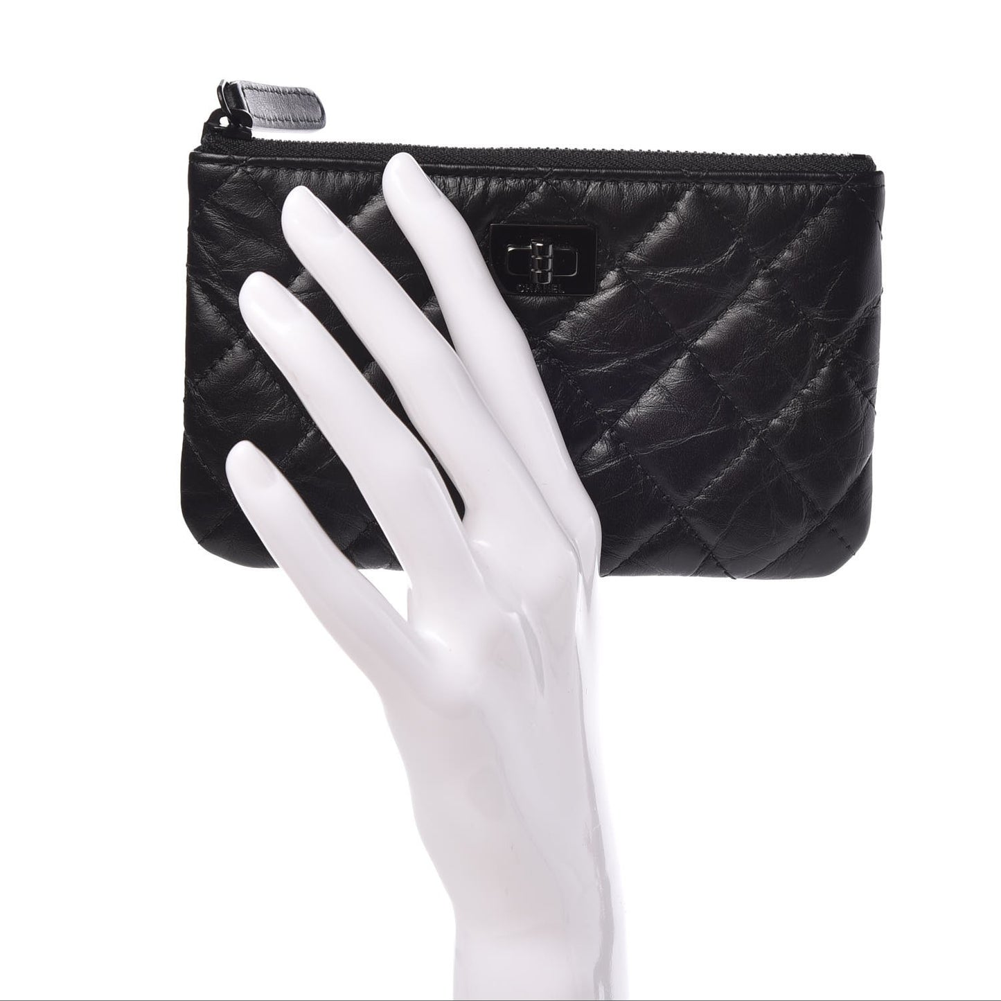 Aged Calfskin Quilted Small Reissue Cosmetic Case So Black