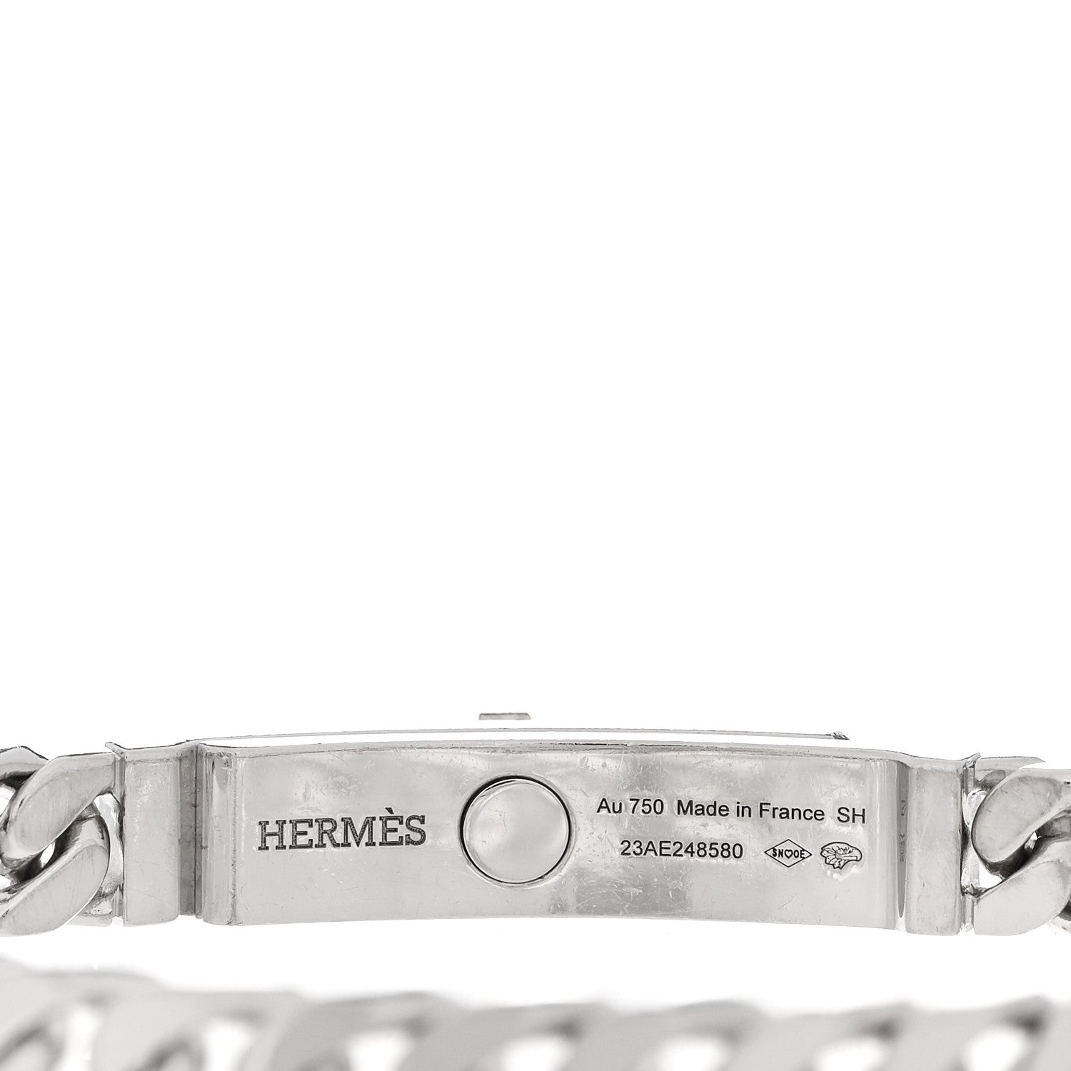 Hermes 18K White Gold Diamond TPM Kelly Gourmette Bracelet SH 3 of 4