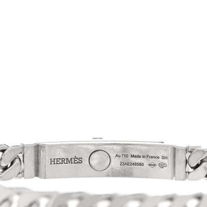Hermes 18K White Gold Diamond TPM Kelly Gourmette Bracelet SH 3 of 4