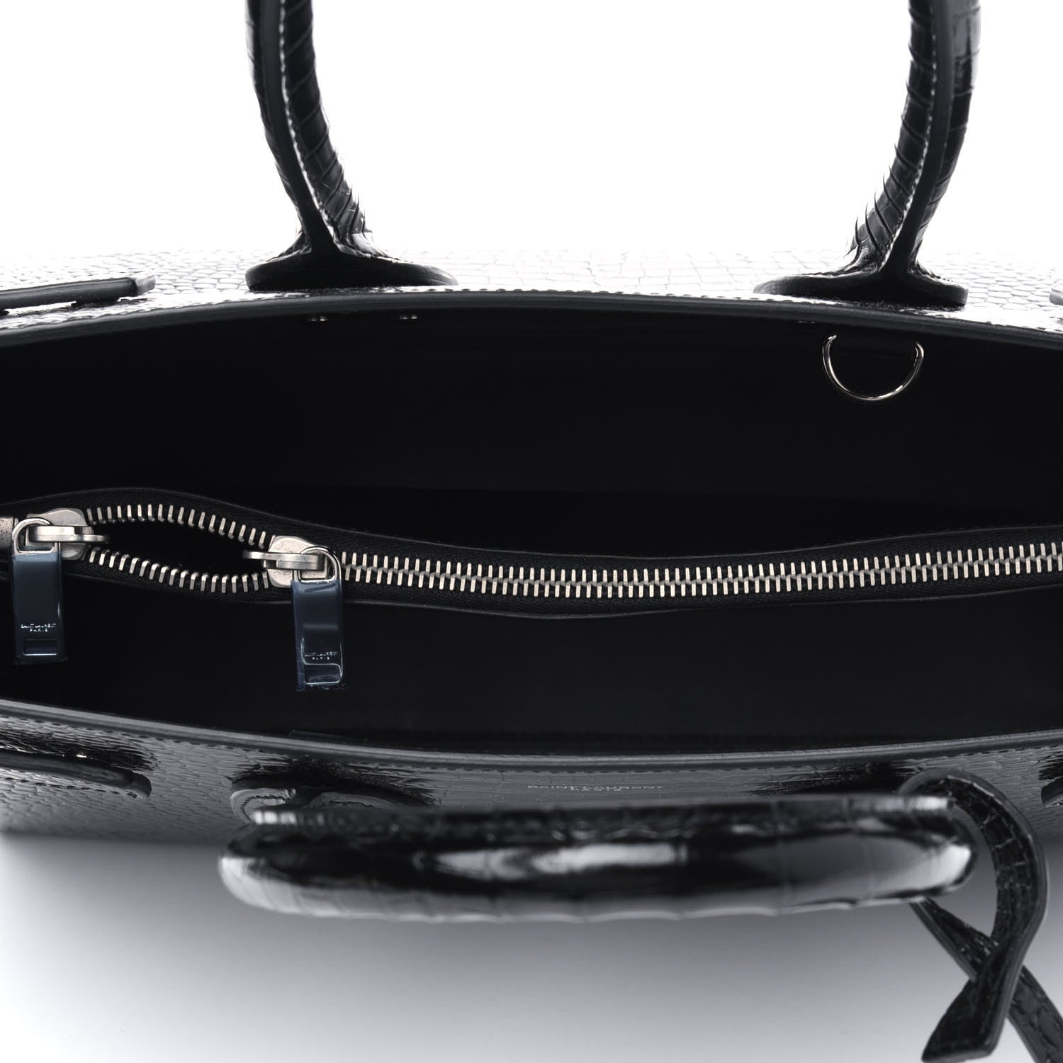 Saint Laurent Calfskin Crocodile Embossed Small Sac de Jour Black 3 of 4