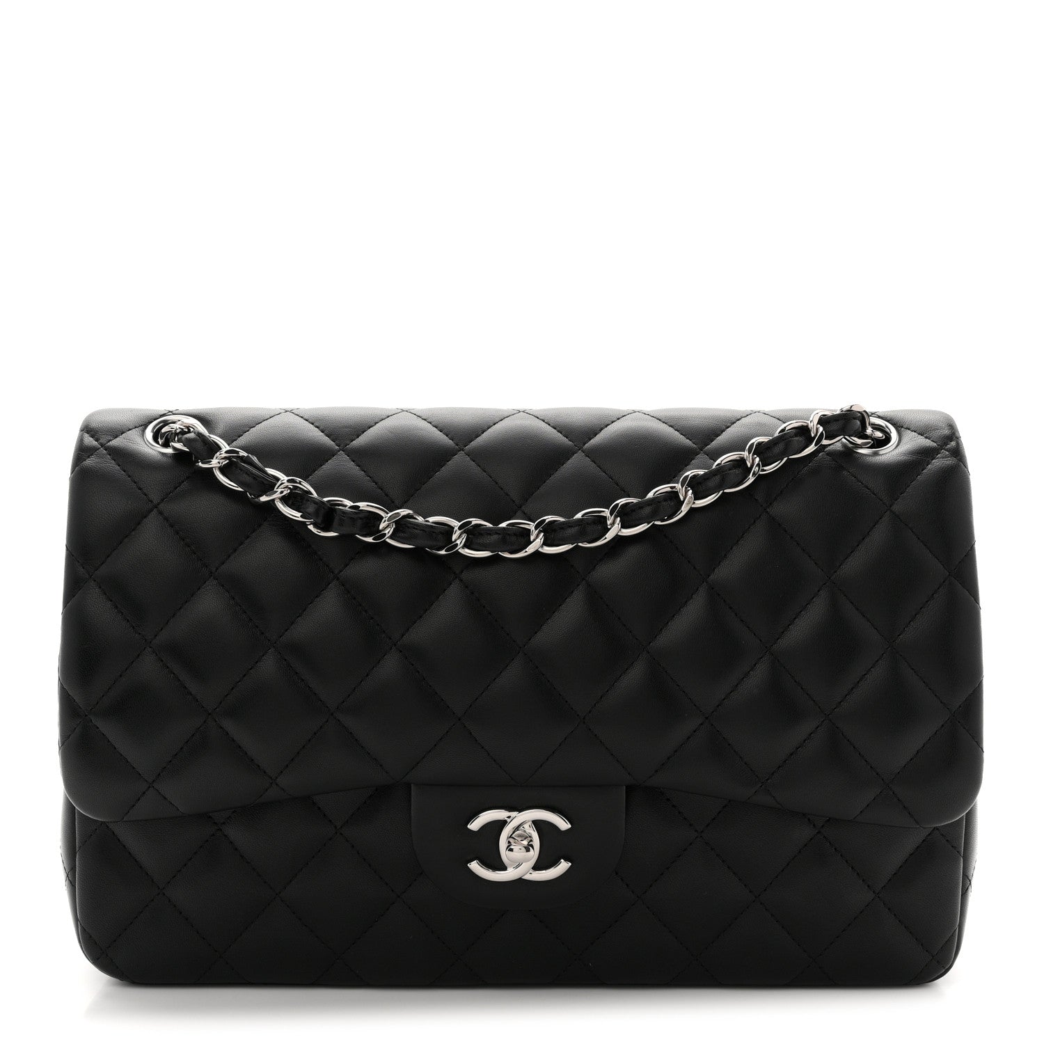Chanel Lambskin Quilted Jumbo Double Flap Black 1 of 11