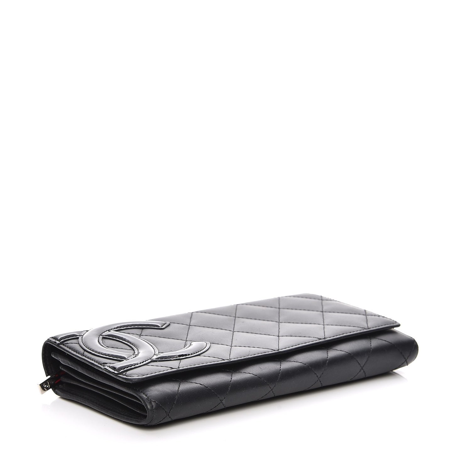Calfskin Quilted Cambon Flap Wallet Black
