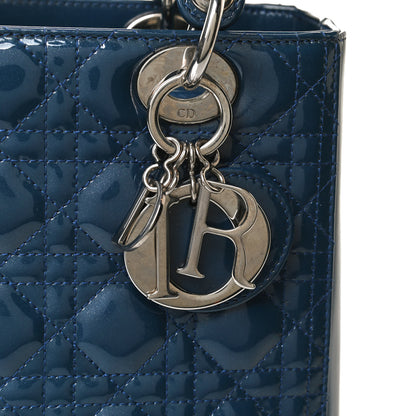 Christian Dior Patent Cannage Medium Lady Dior Blue 11 of 14