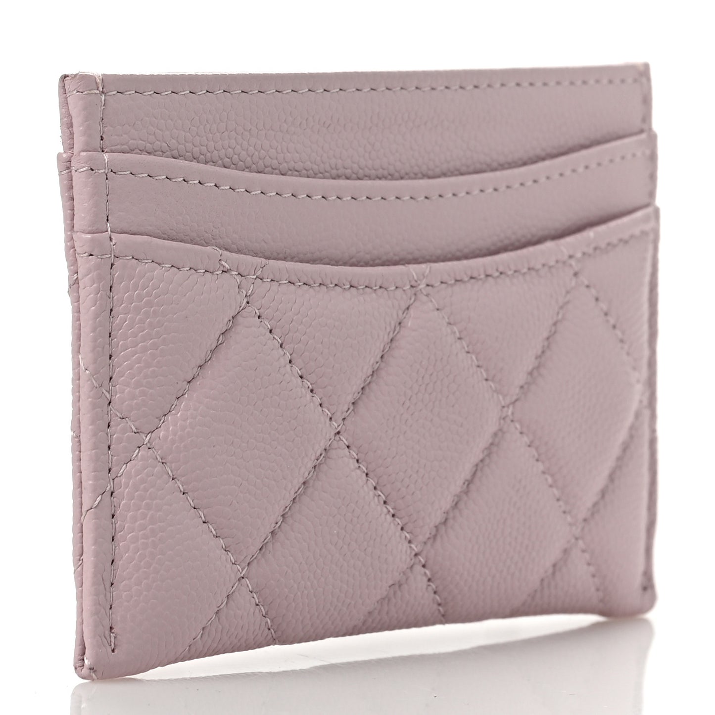 Caviar Quilted Card Holder Light Pink