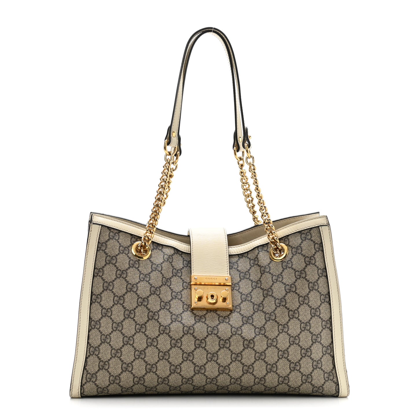 GG Supreme Monogram Medium Padlock Tote White