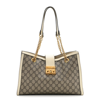 Gucci GG Supreme Monogram Medium Padlock Tote White 1 of 29