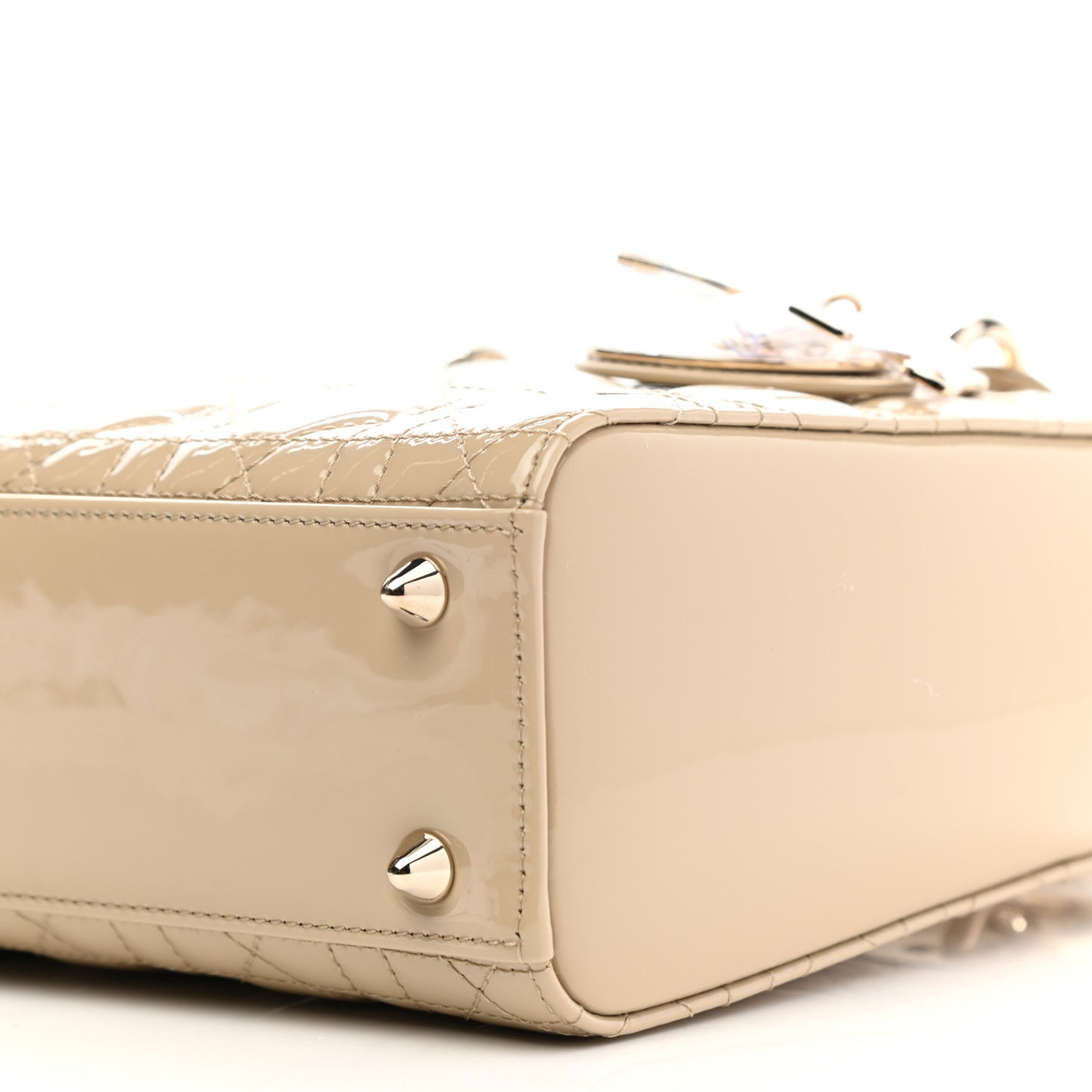 Patent Cannage Small Lady Dior Beige