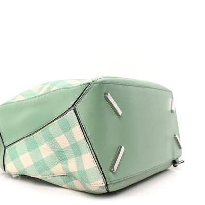 Loewe Calfskin Medium Gingham Puzzle Bag Lime 9 of 10