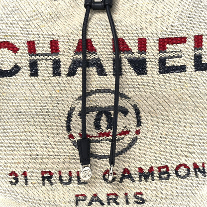 Chanel Striped Canvas Deauville Drawstring Bag Beige 8 of 11