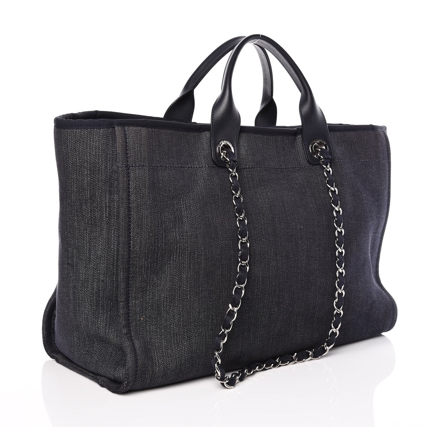 Denim Large Deauville Tote Blue Orange