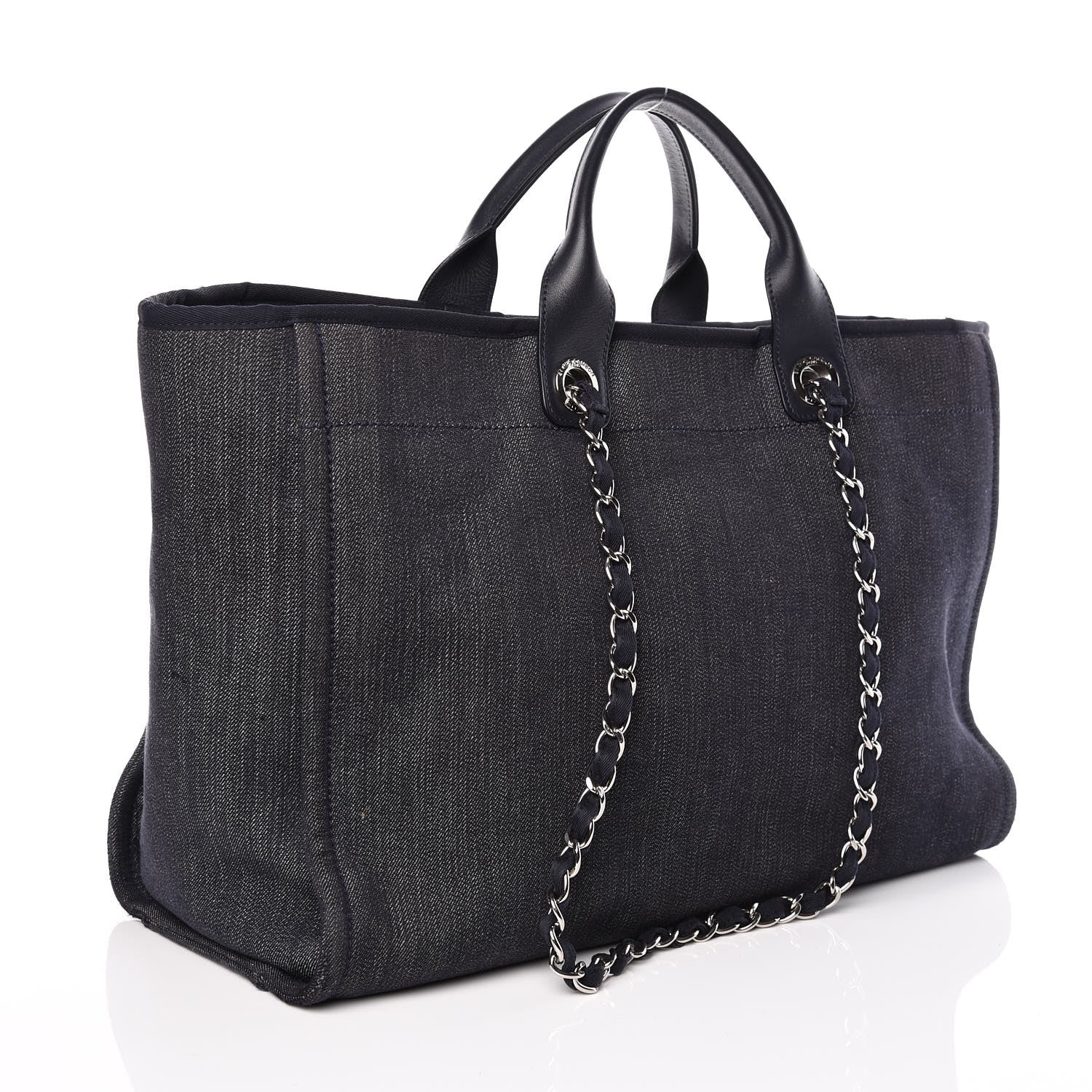 Chanel Denim Large Deauville Tote Blue Orange 4 of 10