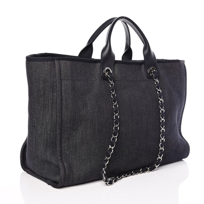 Chanel Denim Large Deauville Tote Blue Orange 4 of 10