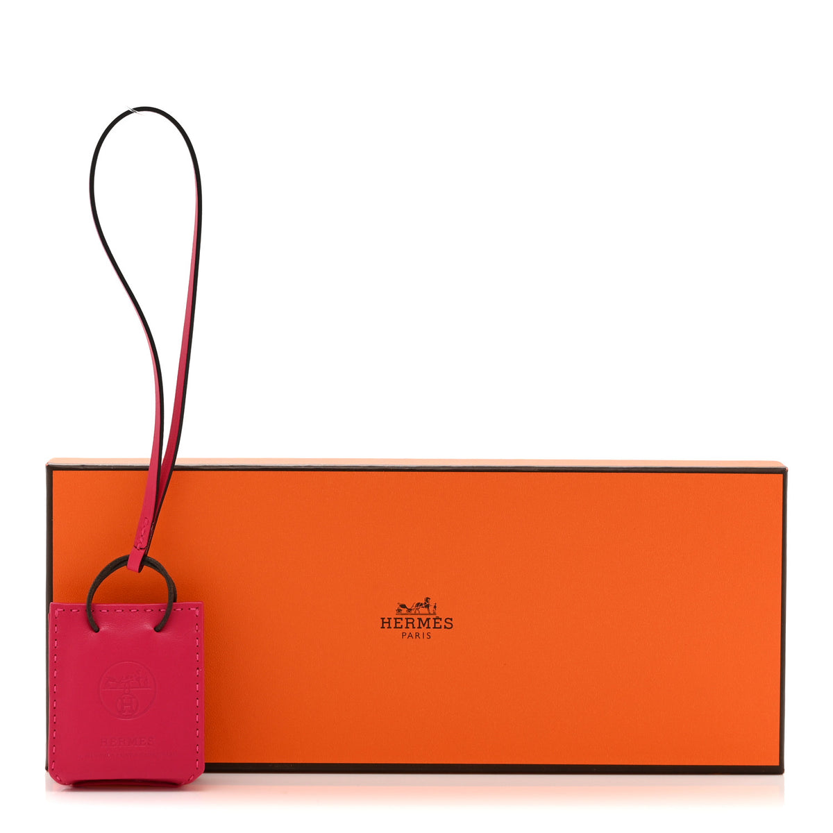 Hermes Milo Lambskin Swift Shopping Bag Charm Rose Mexico 4 of 4