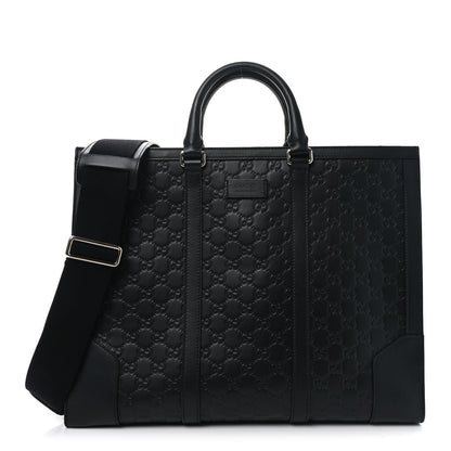 Gucci Guccissima Signature Briefcase Black 1 of 11