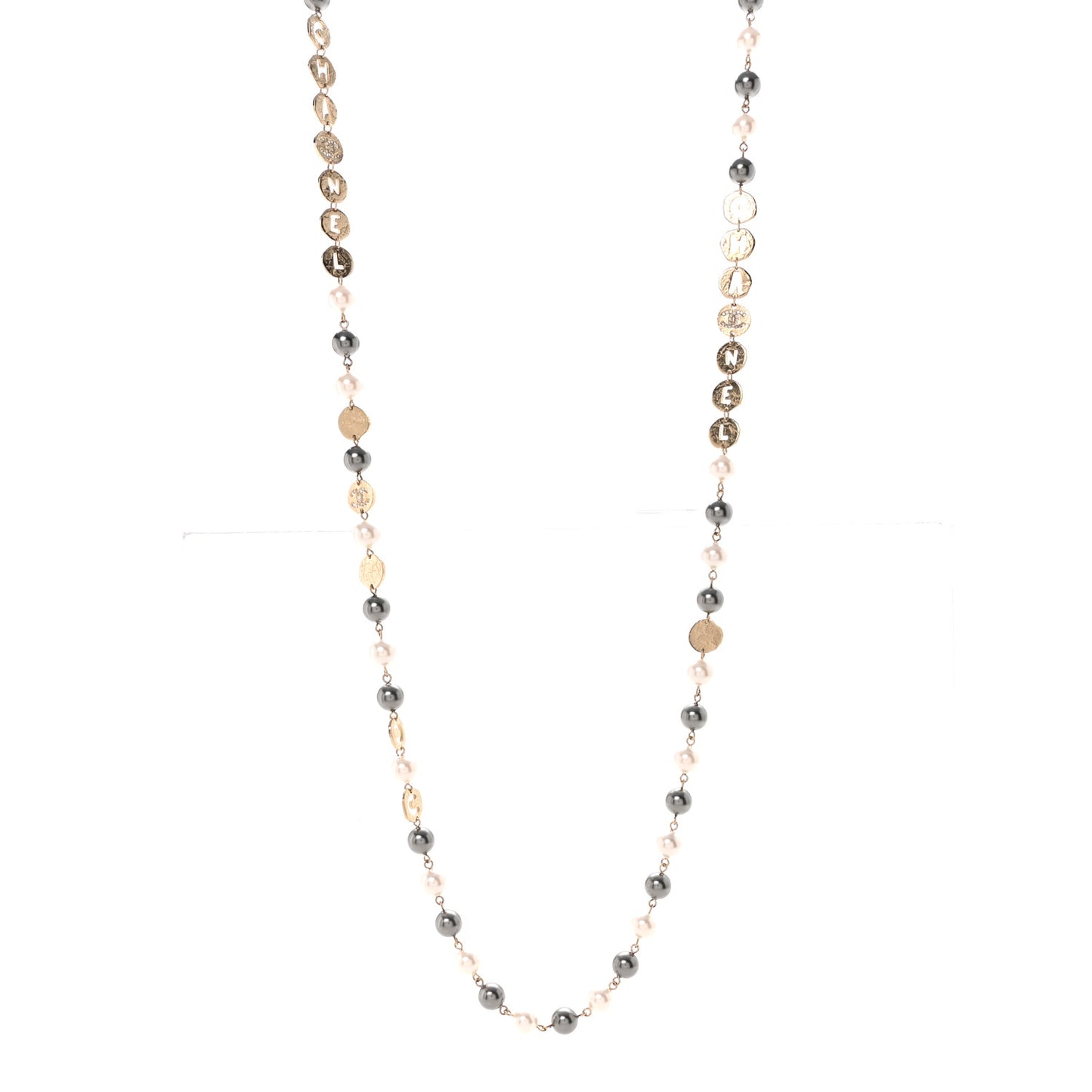 Pearl Papyrus Long Necklace Gold Pearly White Gold