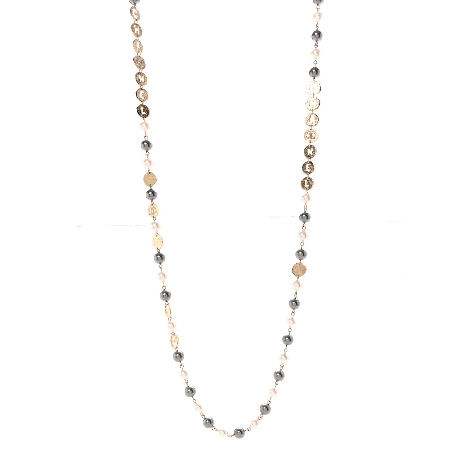 Chanel Pearl Papyrus Long Necklace Gold Pearly White Gold 1 of 7