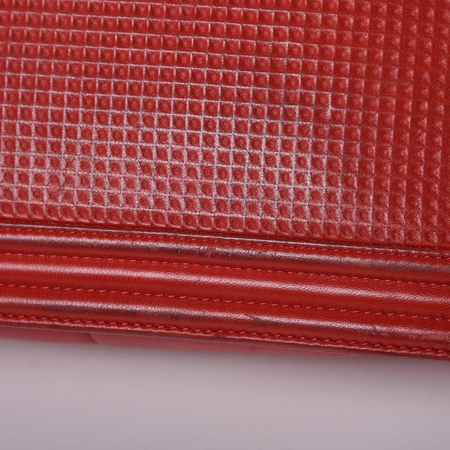 Lambskin Square Quilted Large Boy Cube Flap Red