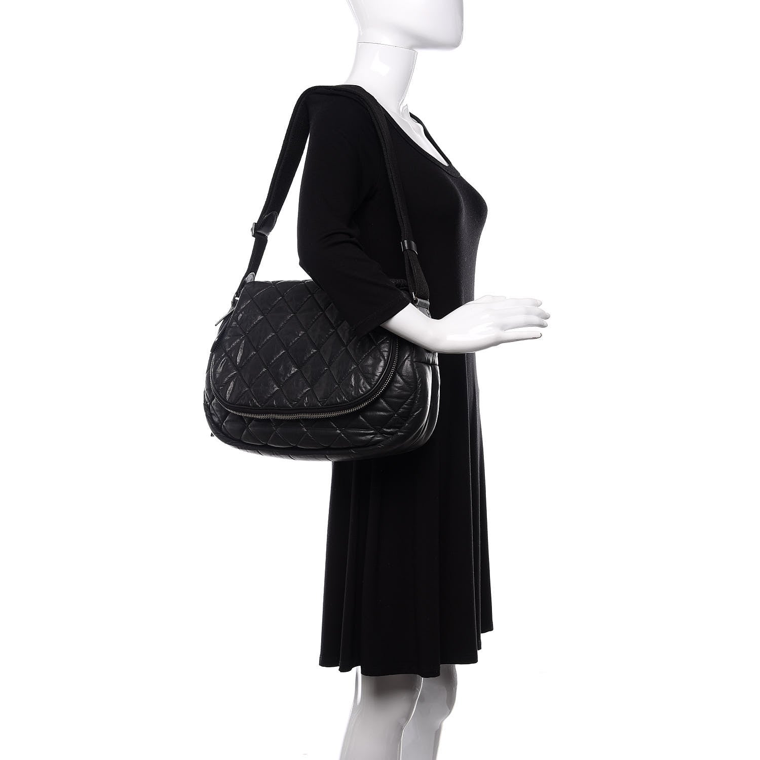 Chanel Aged Calfskin Quilted Expandable Messenger Black 2 of 18