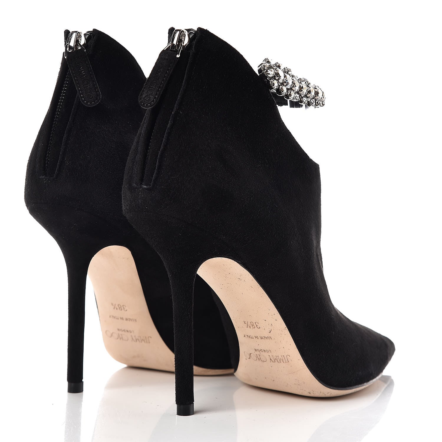 Jimmy Choo Suede Crystal Blaize 100 Ankle Boots 38.5 Black 4 of 14